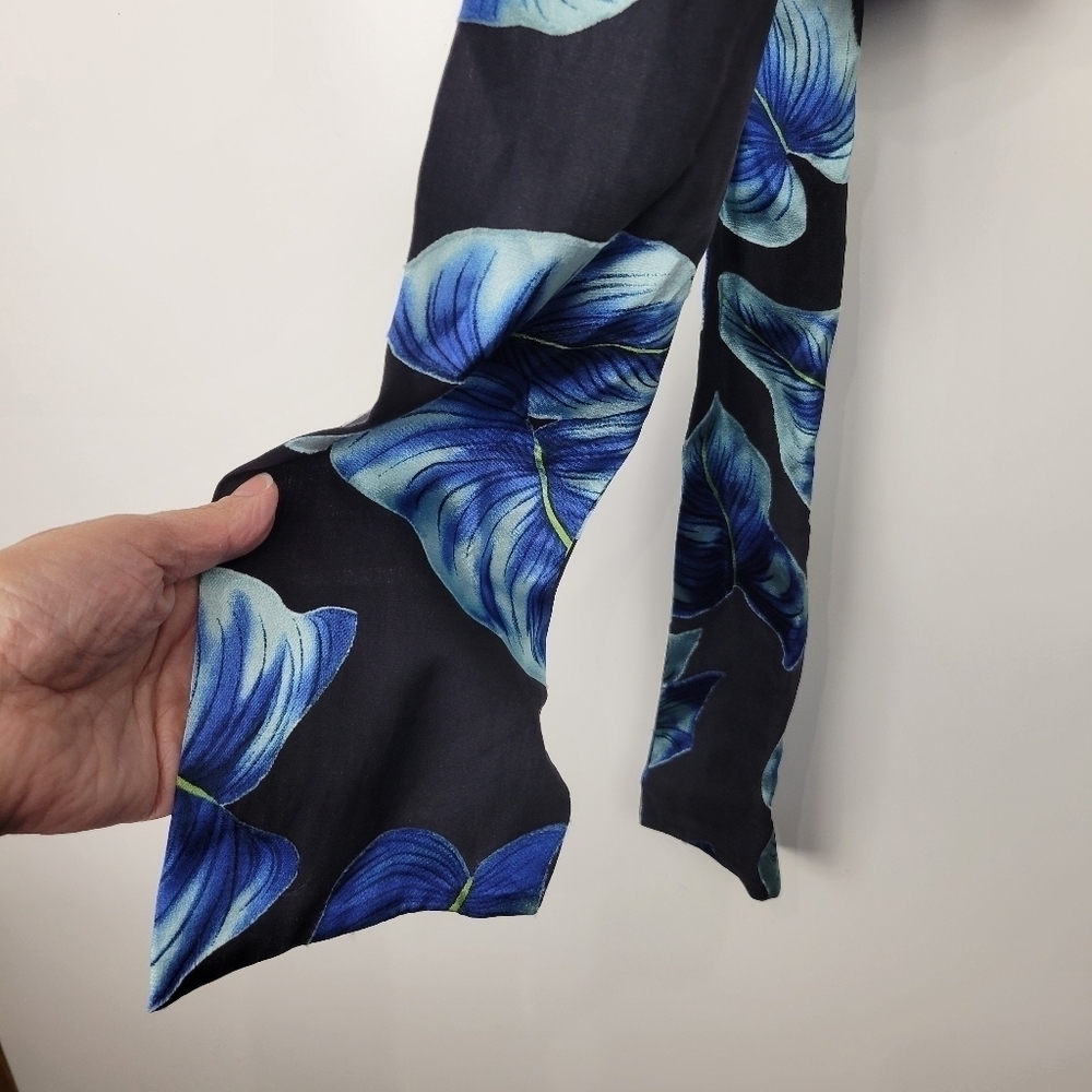 Alice + Olivia Rosario Tie Waist Blue Kimono Silk Blend Top Size Small - Picture 14 of 16